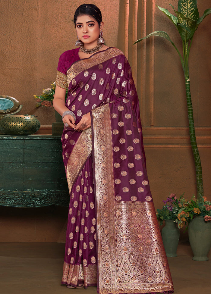 Purple Dupion Silk Saree With Blouse Piece - Indian Silk House Agencies