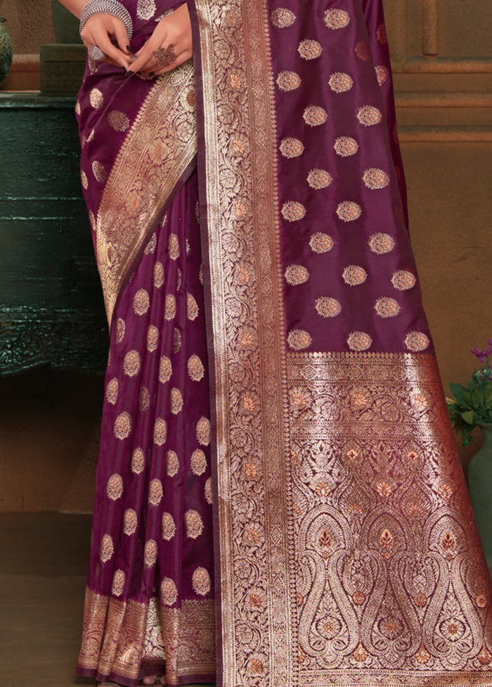 Purple Dupion Silk Saree With Blouse Piece - Indian Silk House Agencies