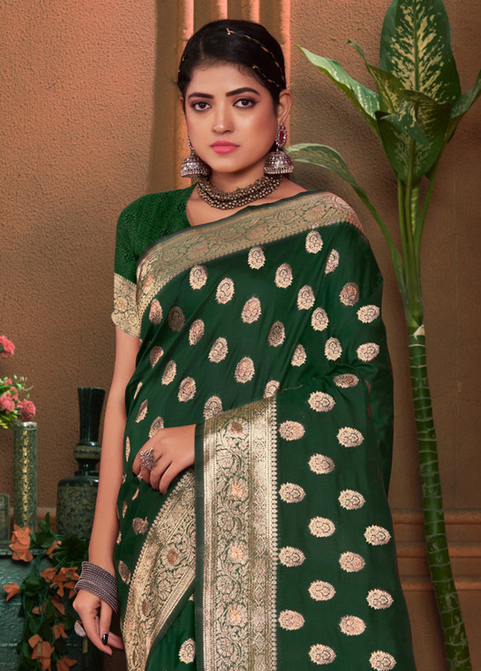 Green Dupion Silk Saree With Blouse Piece - Indian Silk House Agencies