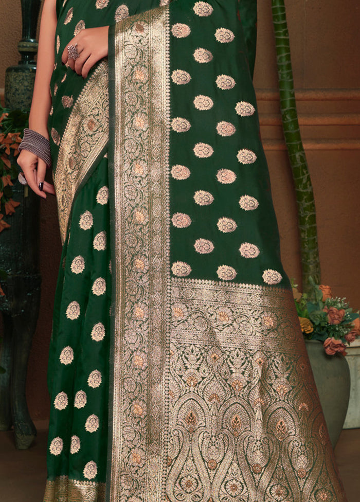 Green Dupion Silk Saree With Blouse Piece - Indian Silk House Agencies