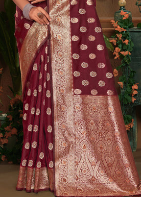 Maroon Dupion Silk Saree With Blouse Piece - Indian Silk House Agencies