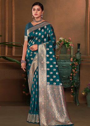 Sea Green Dupion Silk Saree With Blouse Piece - Indian Silk House Agencies