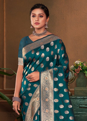 Sea Green Dupion Silk Saree With Blouse Piece - Indian Silk House Agencies