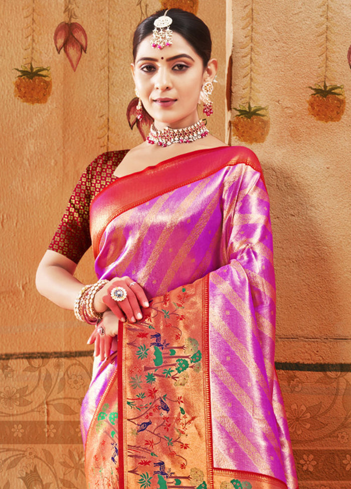 Magenta Dupion Silk Saree With Blouse Piece - Indian Silk House Agencies