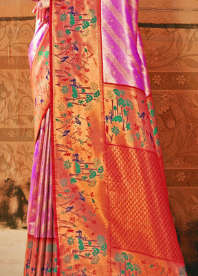 Magenta Dupion Silk Saree With Blouse Piece - Indian Silk House Agencies