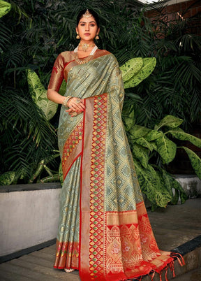 Grey Organza Saree With Blouse Piece - Indian Silk House Agencies