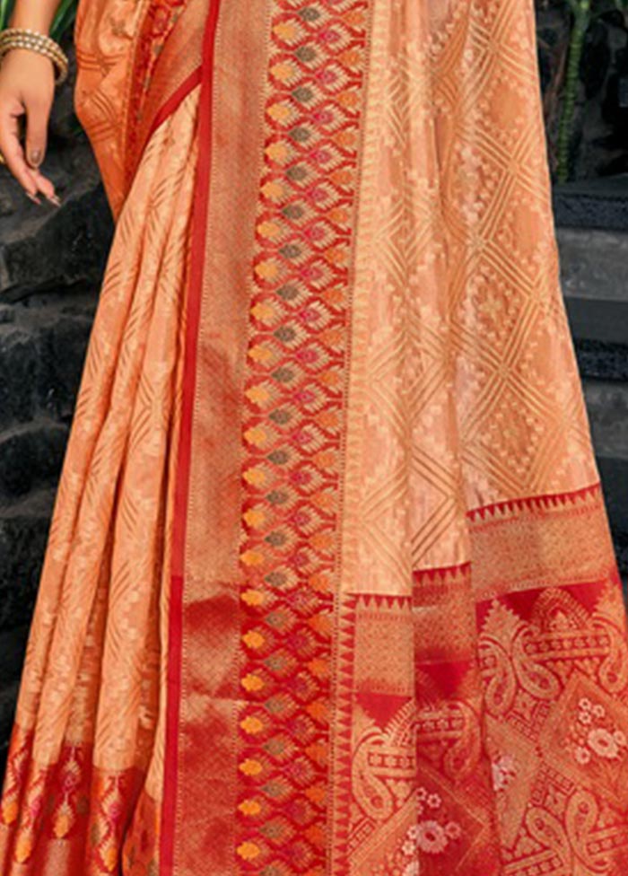 Cream Organza Saree With Blouse Piece - Indian Silk House Agencies