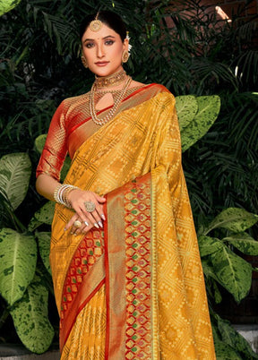 Mustard Organza Saree With Blouse Piece - Indian Silk House Agencies