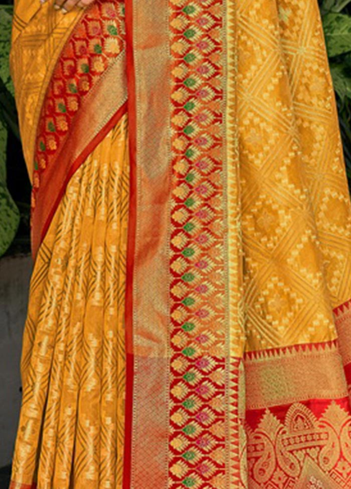 Mustard Organza Saree With Blouse Piece - Indian Silk House Agencies