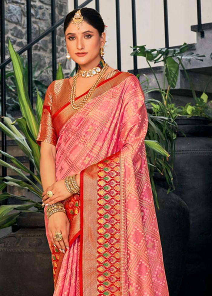 Pink Organza Saree With Blouse Piece - Indian Silk House Agencies