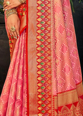 Pink Organza Saree With Blouse Piece - Indian Silk House Agencies