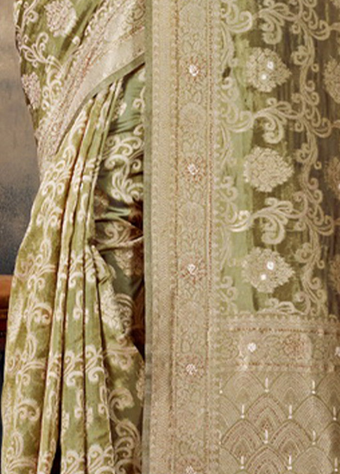 Green Organza Saree With Blouse Piece - Indian Silk House Agencies