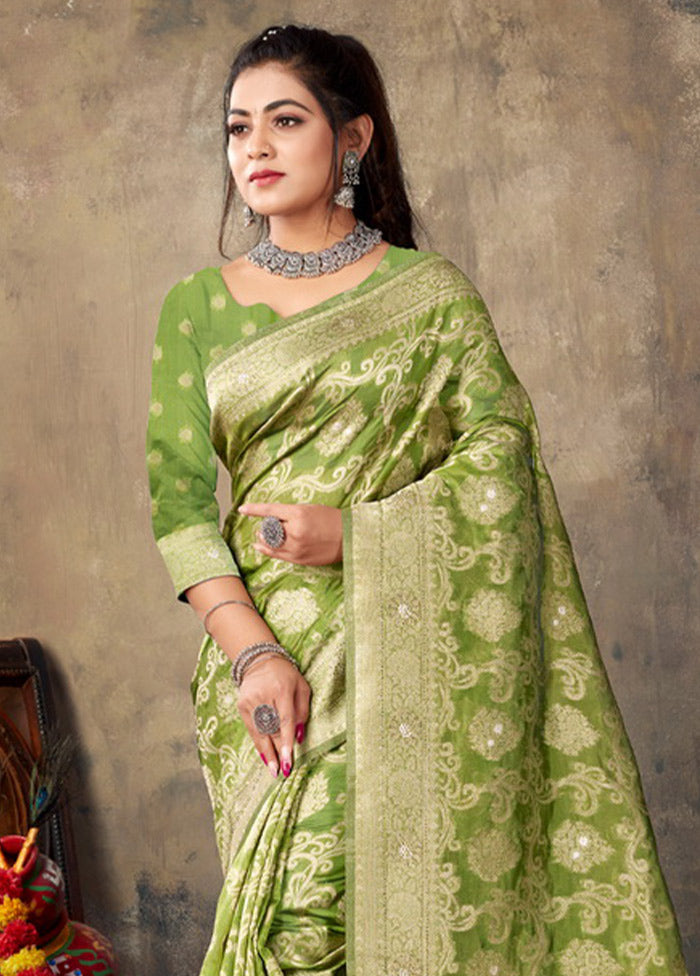 Green Organza Saree With Blouse Piece - Indian Silk House Agencies