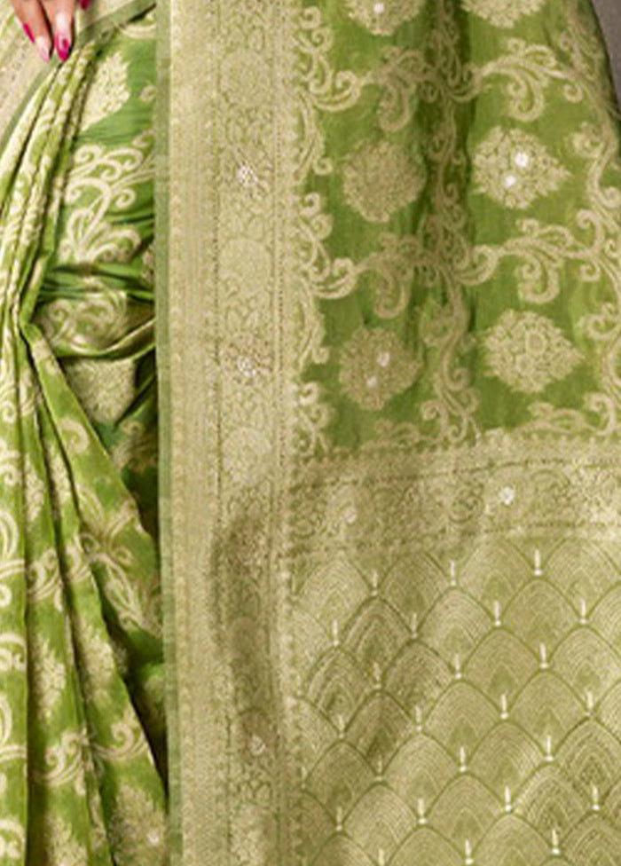 Green Organza Saree With Blouse Piece - Indian Silk House Agencies