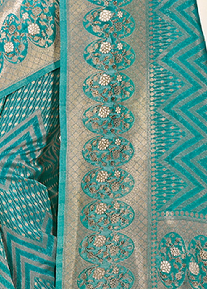 Sea Green Organza Saree With Blouse Piece - Indian Silk House Agencies