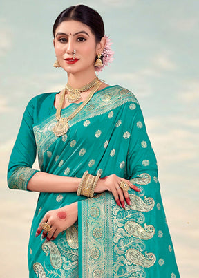 Sky Blue Spun Silk Saree With Blouse Piece - Indian Silk House Agencies