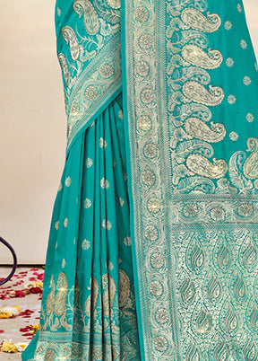 Sky Blue Spun Silk Saree With Blouse Piece - Indian Silk House Agencies