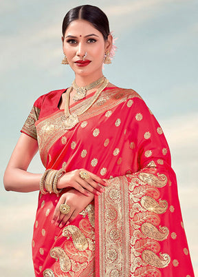 Pink Spun Silk Saree With Blouse Piece - Indian Silk House Agencies