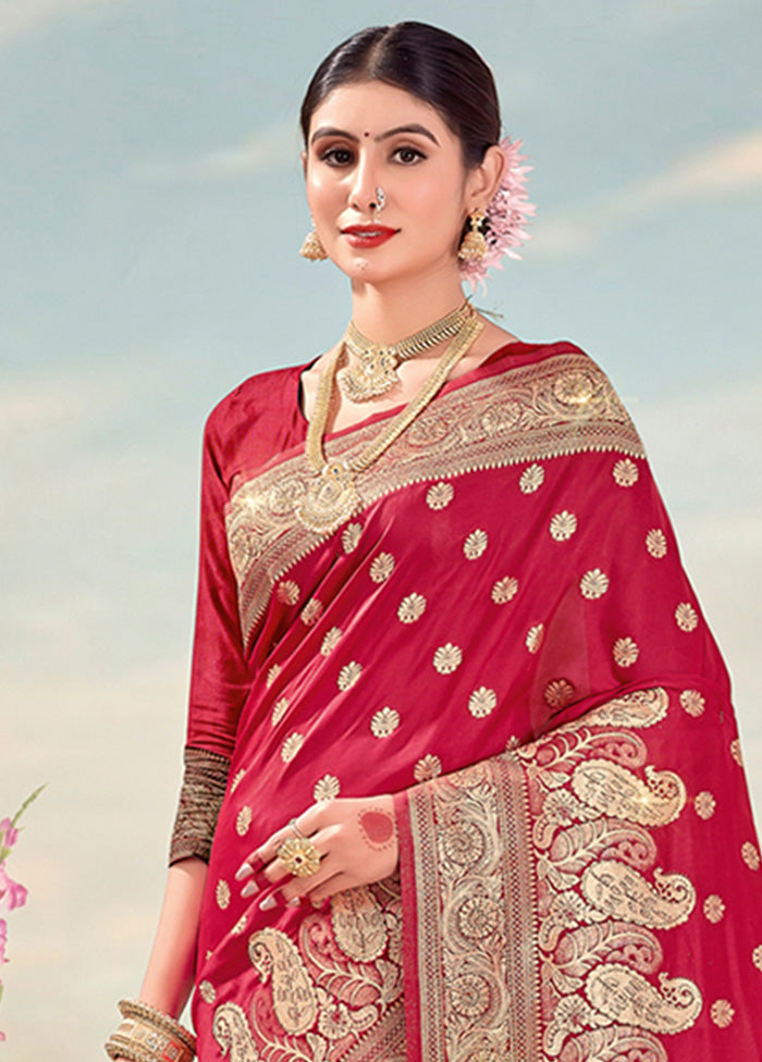 Maroon Spun Silk Saree With Blouse Piece - Indian Silk House Agencies