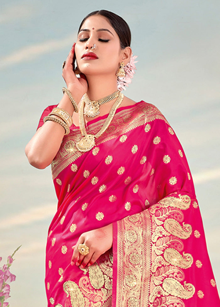 Magenta Spun Silk Saree With Blouse Piece - Indian Silk House Agencies