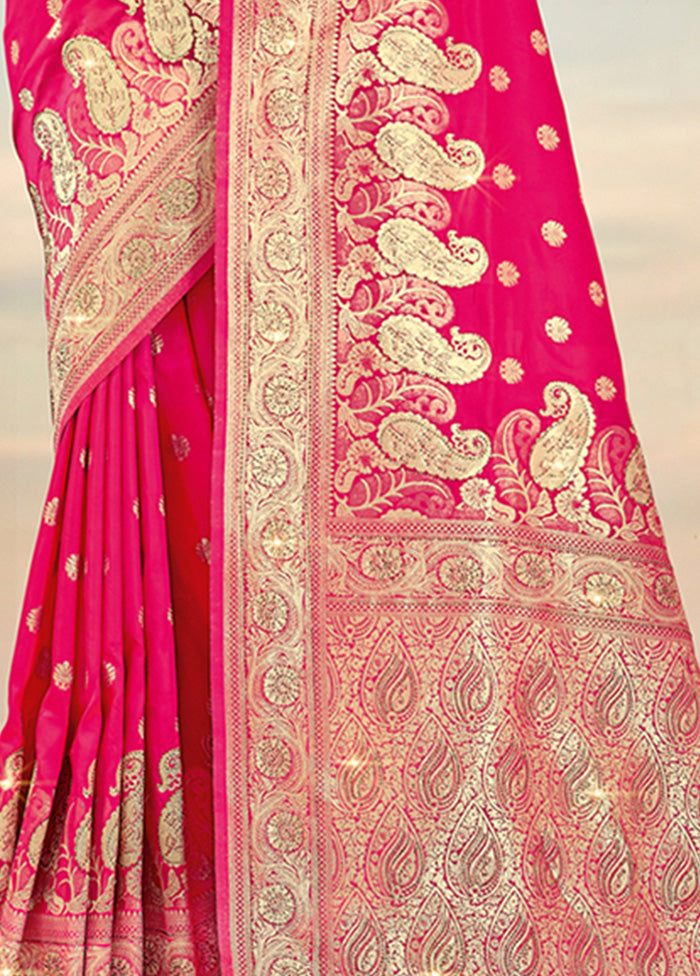 Magenta Spun Silk Saree With Blouse Piece - Indian Silk House Agencies