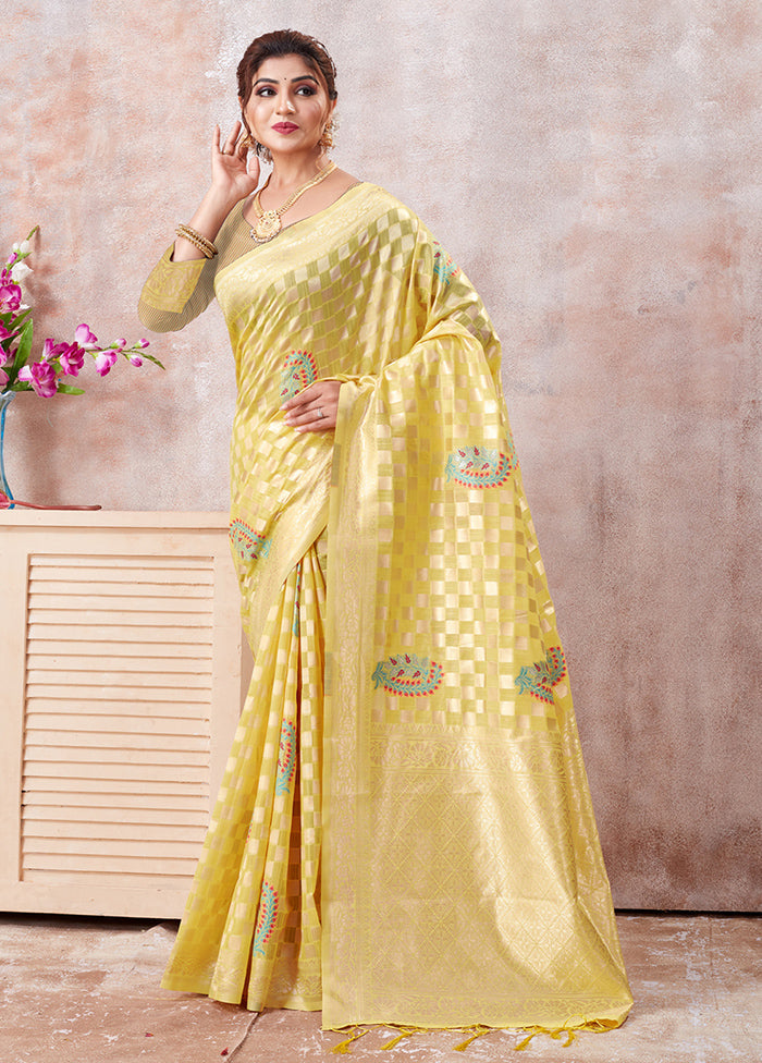 Yellow Kota Cotton Saree With Blouse Piece - Indian Silk House Agencies