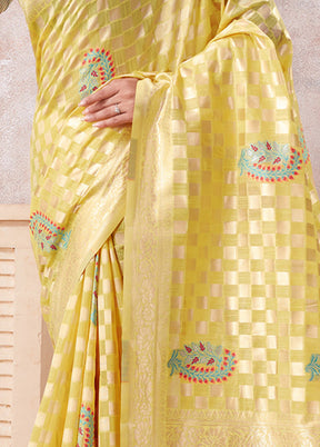 Yellow Kota Cotton Saree With Blouse Piece - Indian Silk House Agencies