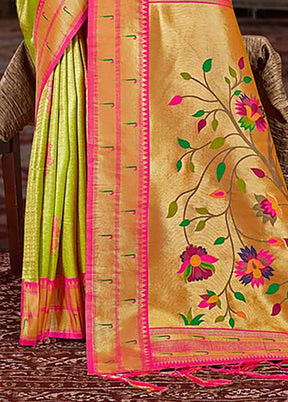 Light Green Spun Silk Saree With Blouse Piece - Indian Silk House Agencies