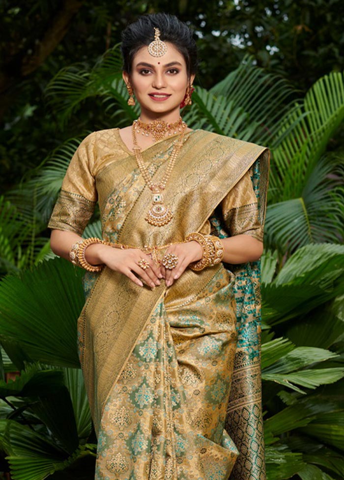 Cream South Silk Saree With Blouse Piece - Indian Silk House Agencies