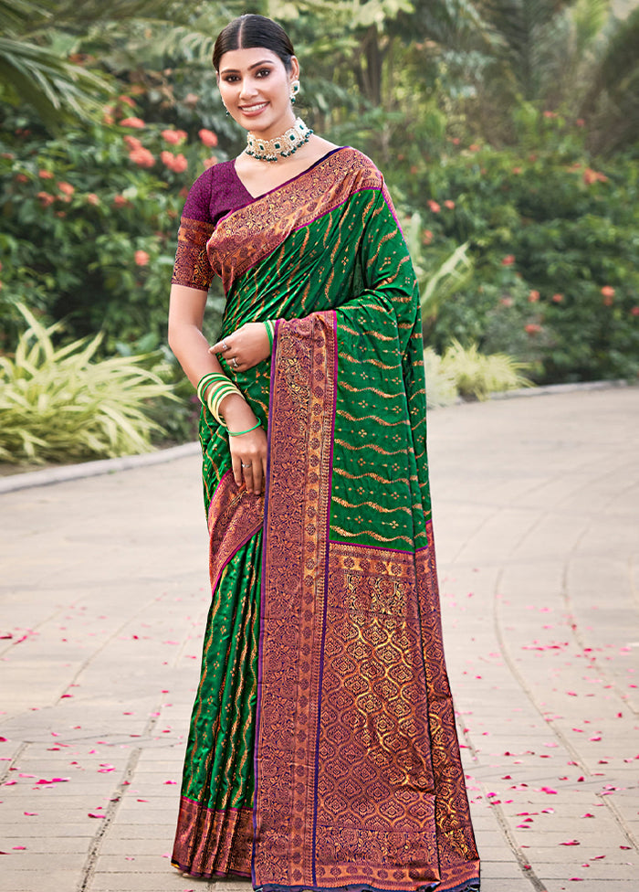 Green Dupion Silk Saree With Blouse Piece - Indian Silk House Agencies