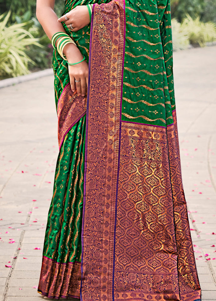 Green Dupion Silk Saree With Blouse Piece - Indian Silk House Agencies