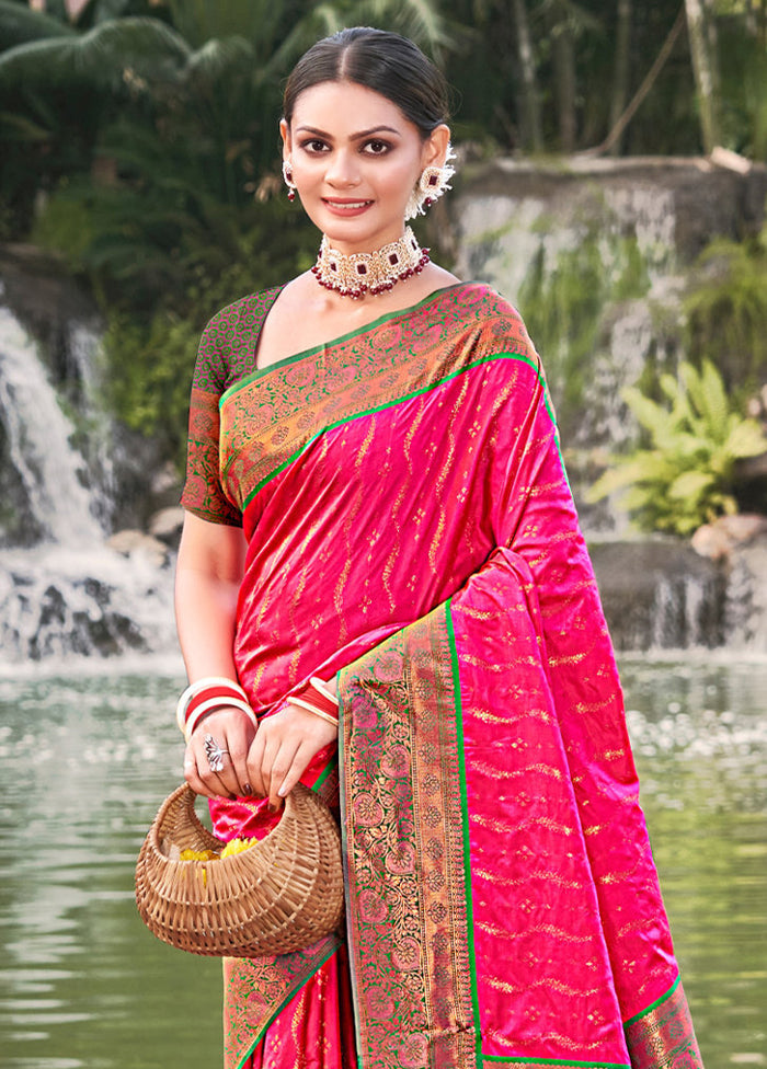 Pink Dupion Silk Saree With Blouse Piece - Indian Silk House Agencies