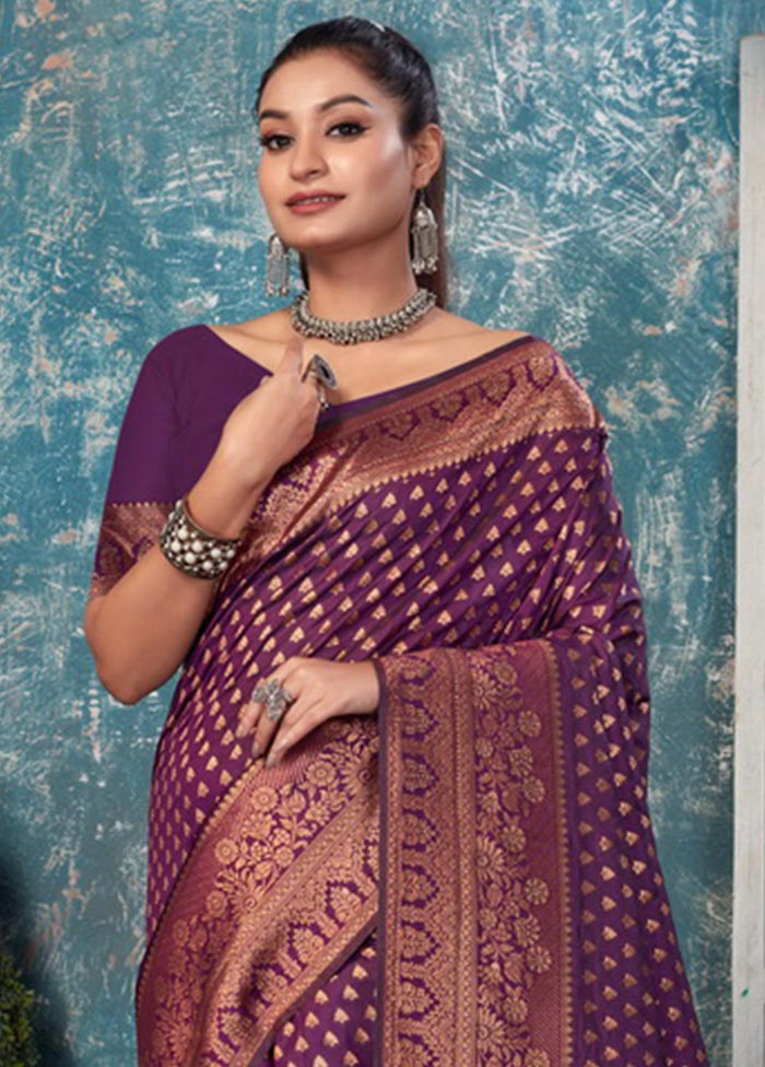 Viloet Spun Silk Saree With Blouse Piece - Indian Silk House Agencies