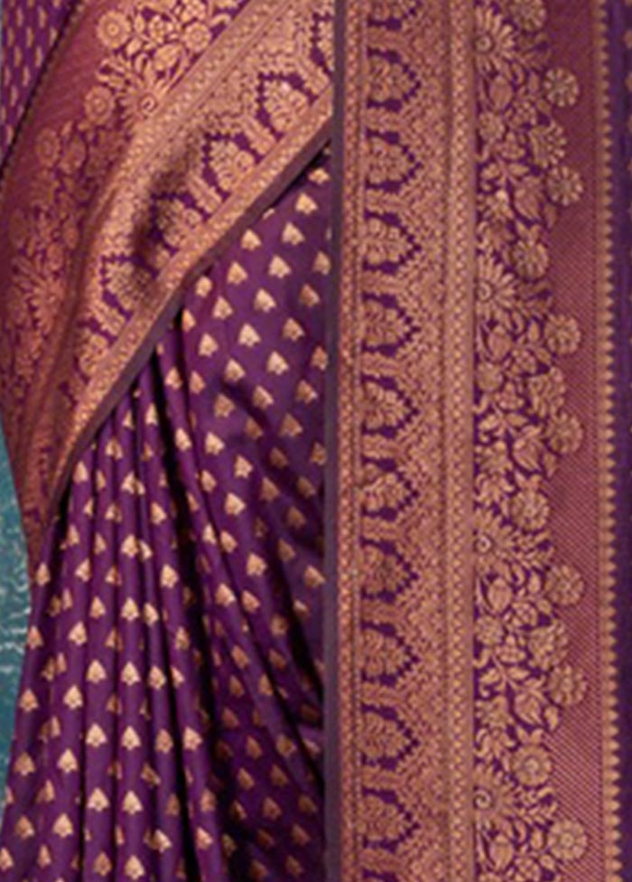 Viloet Spun Silk Saree With Blouse Piece - Indian Silk House Agencies