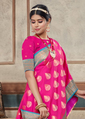 Magenta Spun Silk Saree With Blouse Piece - Indian Silk House Agencies