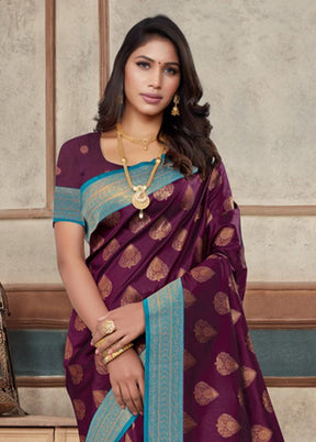 Purple Spun Silk Saree With Blouse Piece - Indian Silk House Agencies