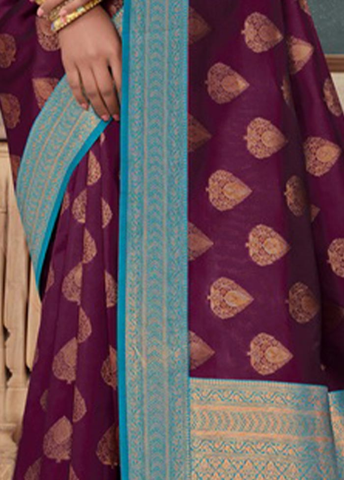 Purple Spun Silk Saree With Blouse Piece - Indian Silk House Agencies