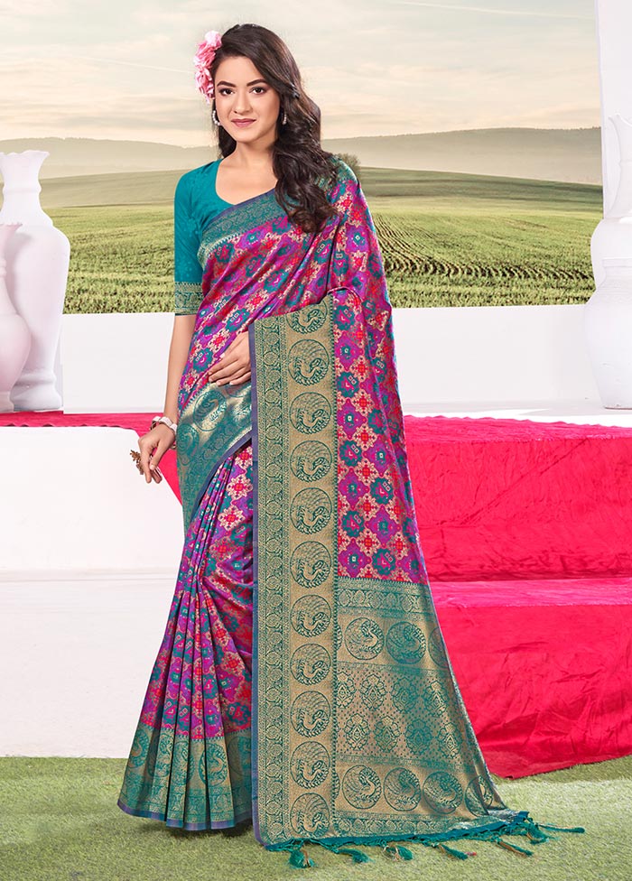 Purple Spun Silk Saree With Blouse Piece - Indian Silk House Agencies