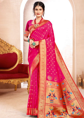 Pink Spun Silk Saree With Blouse Piece - Indian Silk House Agencies