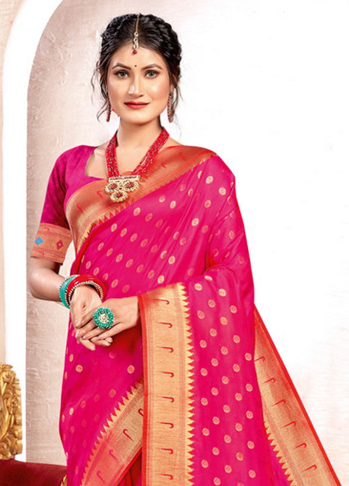 Pink Spun Silk Saree With Blouse Piece - Indian Silk House Agencies