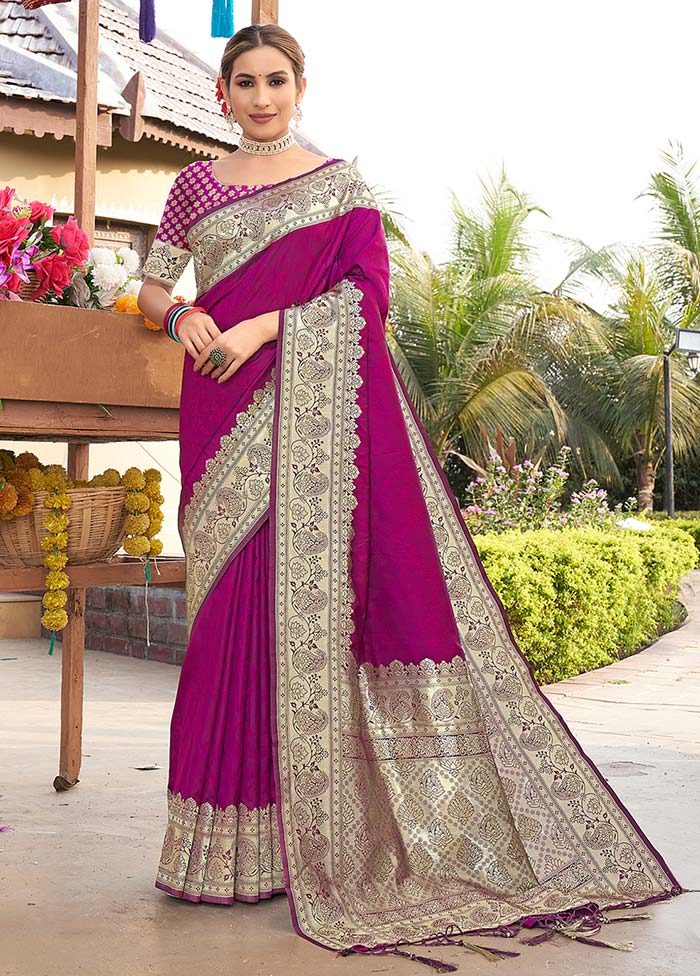 Purple Spun Silk Saree With Blouse Piece - Indian Silk House Agencies