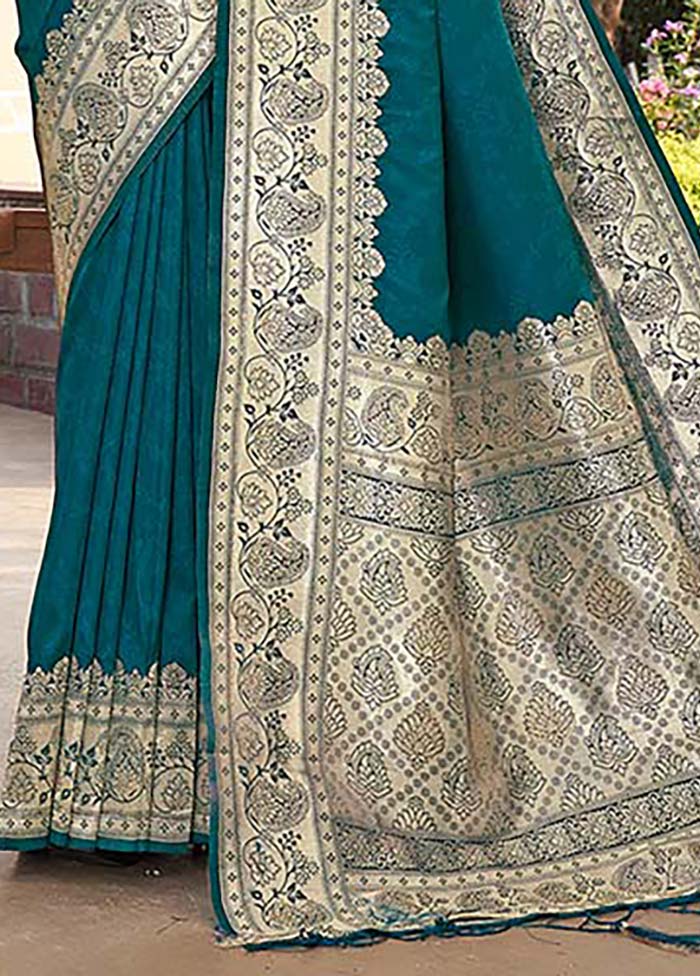 Sea Green Spun Silk Saree With Blouse Piece