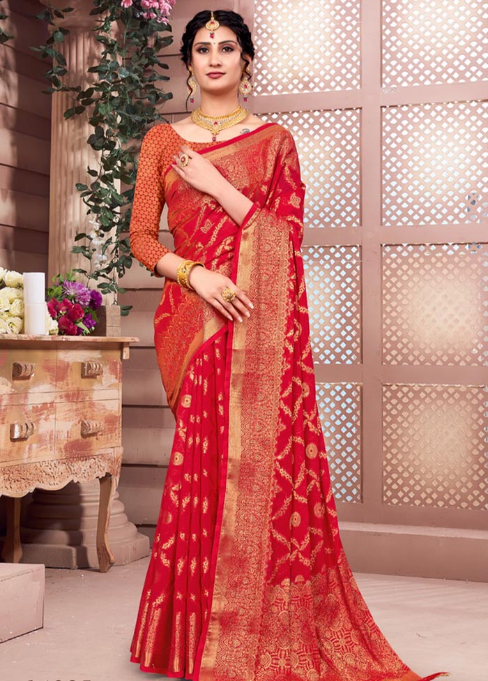 Pink Spun Silk Saree With Blouse Piece - Indian Silk House Agencies