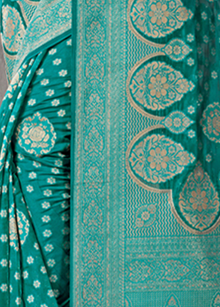 Sea Green Organza Saree With Blouse Piece - Indian Silk House Agencies