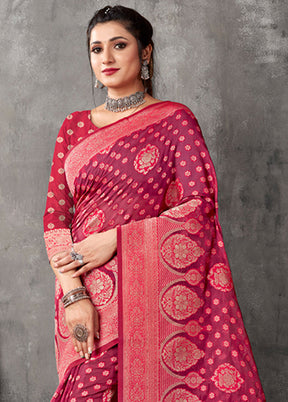 Pink Organza Saree With Blouse Piece - Indian Silk House Agencies