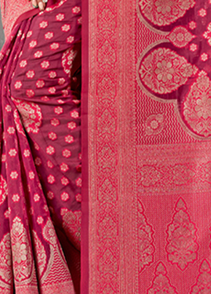 Pink Organza Saree With Blouse Piece - Indian Silk House Agencies