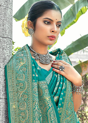 Sea Green Spun Silk Saree With Blouse Piece