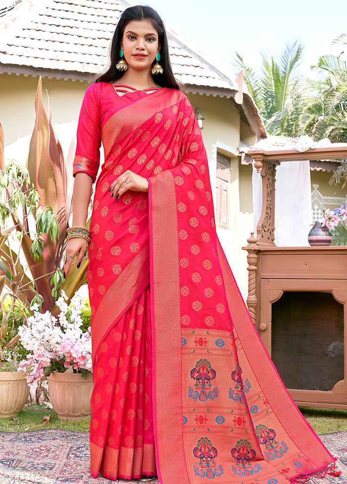 Pink Spun Silk Saree With Blouse Piece - Indian Silk House Agencies