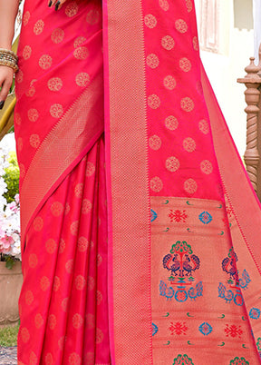 Pink Spun Silk Saree With Blouse Piece - Indian Silk House Agencies