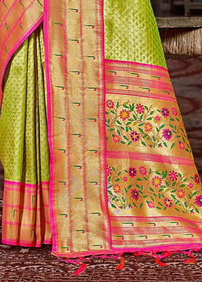 Light Green Spun Silk Saree With Blouse Piece - Indian Silk House Agencies